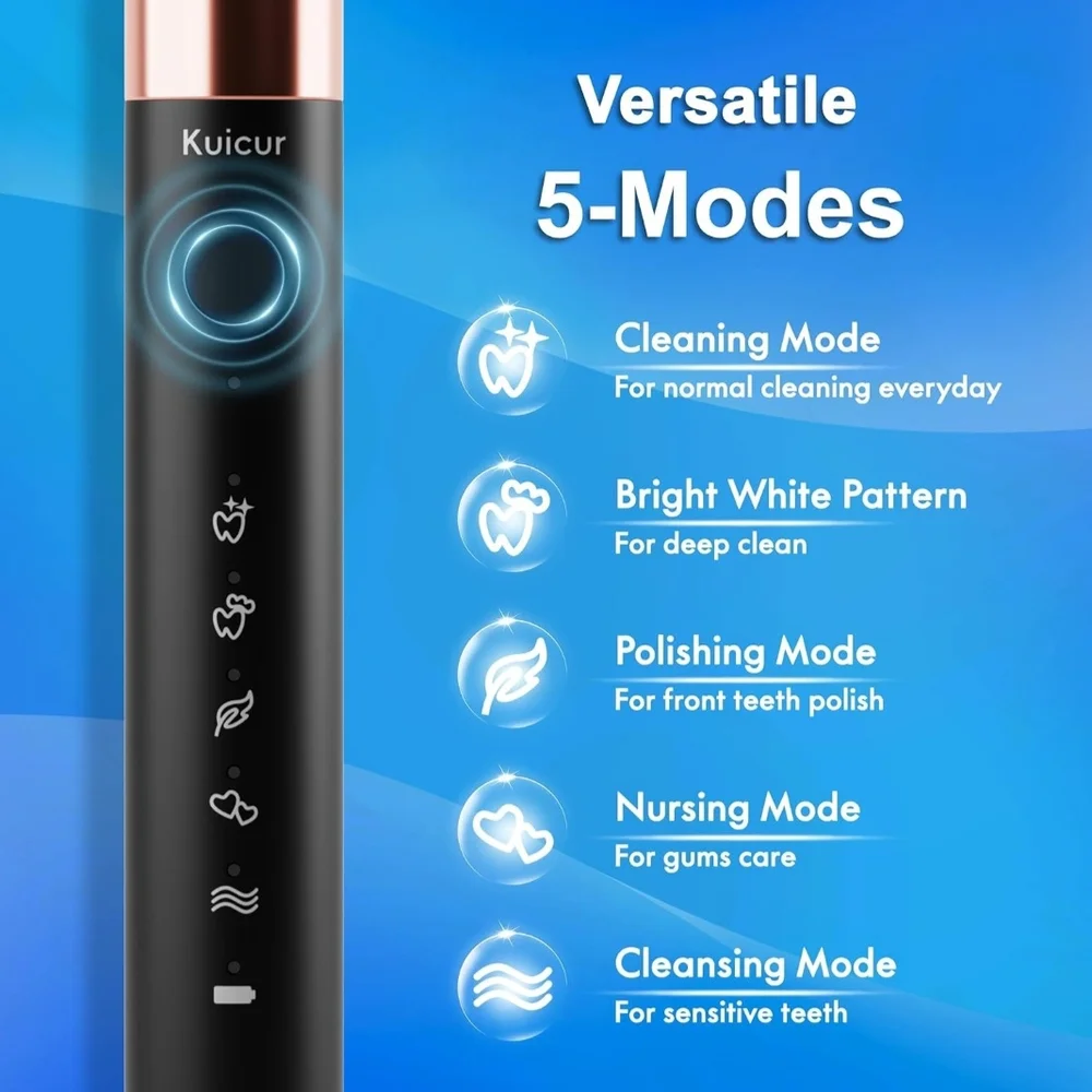 Black Electric Toothbrush with Extra Brush Heads